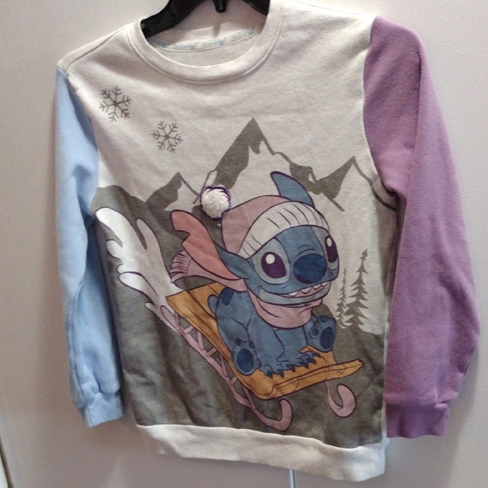 Disney Lilo And Stitch Blue and Purple Sweatshirt Girl's XL